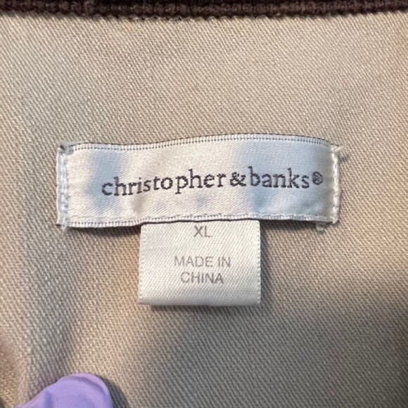 Christopher & Banks Tan Twill Corduroy Collar Button Down Long Sleeve Jacket XL - Picture 5 of 9